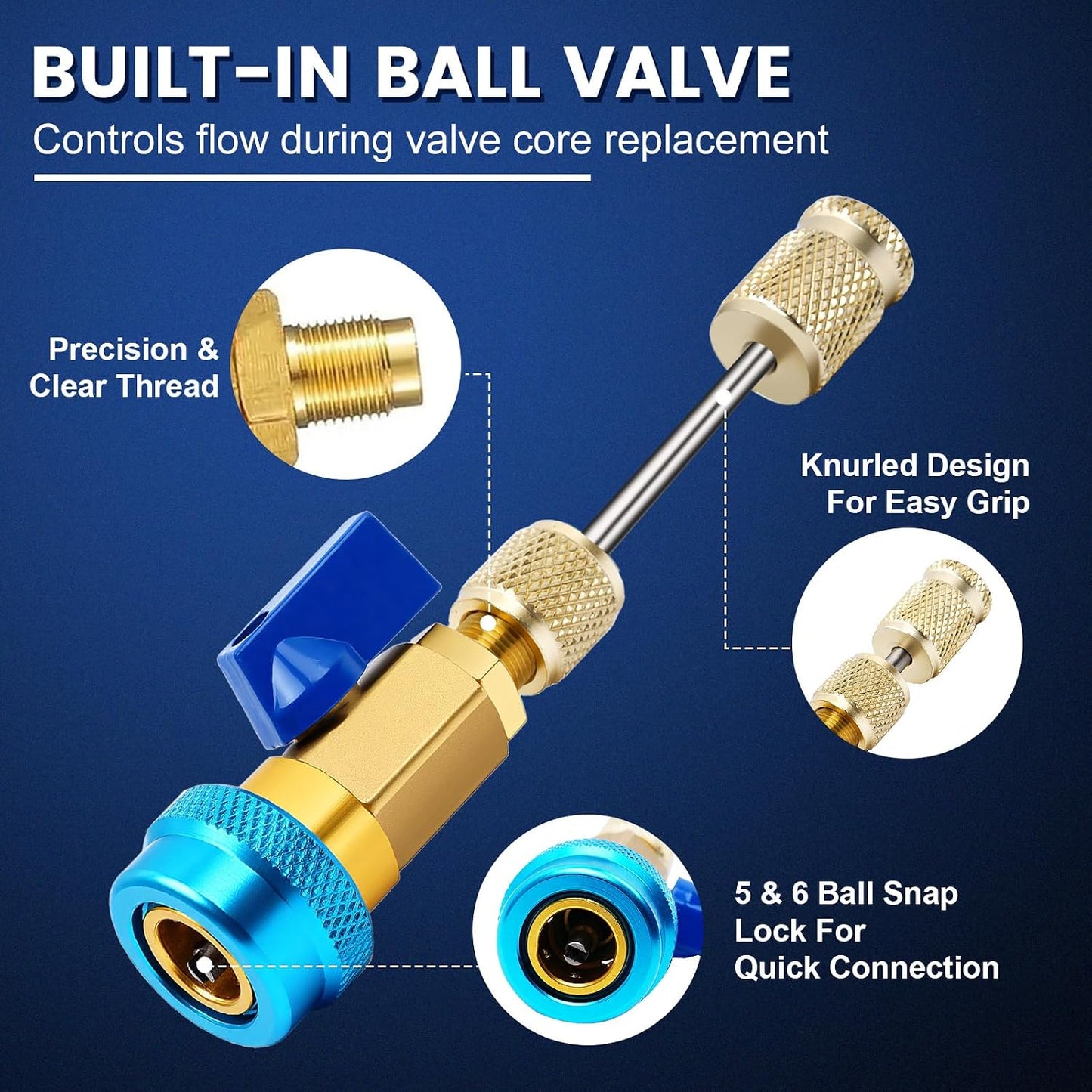 Kit Herramienta para Remover e Instalar Gusanos (Valve Core) (Sacagusanos) A/C R134A R1234YF R22 | QMP-TE00301