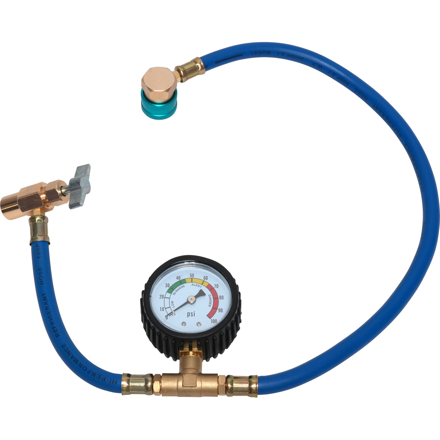 Brass Refrigerant Can Valve w/ LS Hose and Coupler