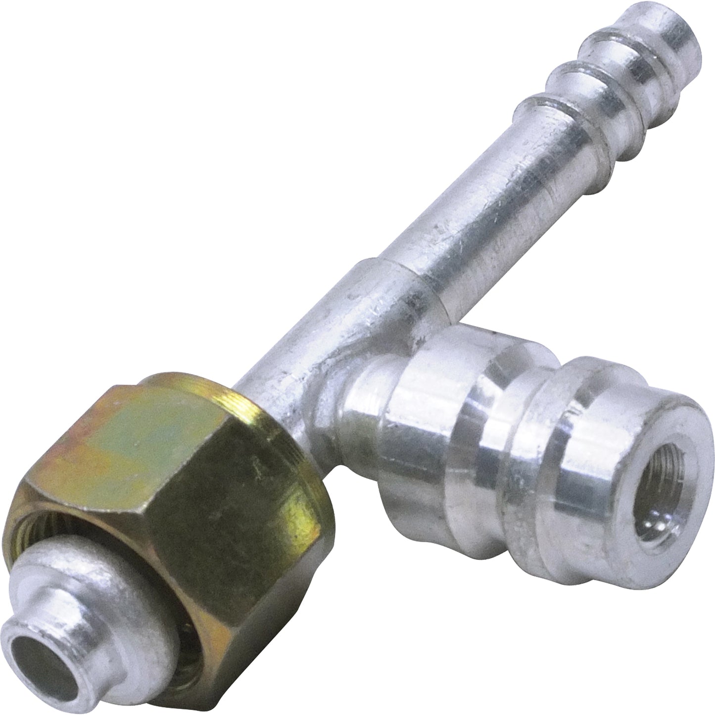 Aluminum Str. Female Oring Barb Ftg. w/ Svc Port