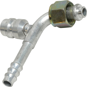 compare product Aluminum 45º Female Oring Barb Fitting w/ Svc Port